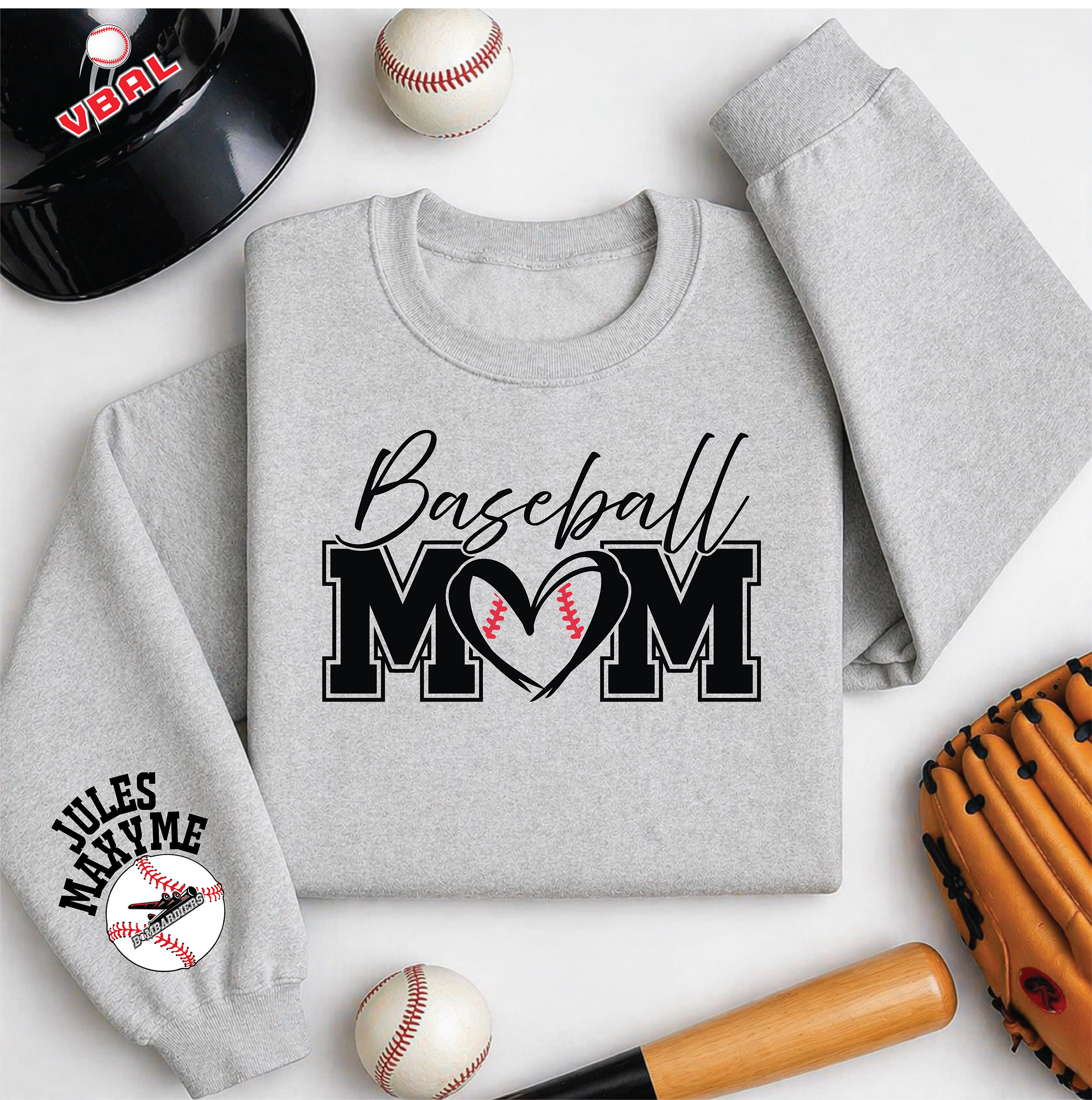 CrewNeck Baseball Mom Personalisable VBAL