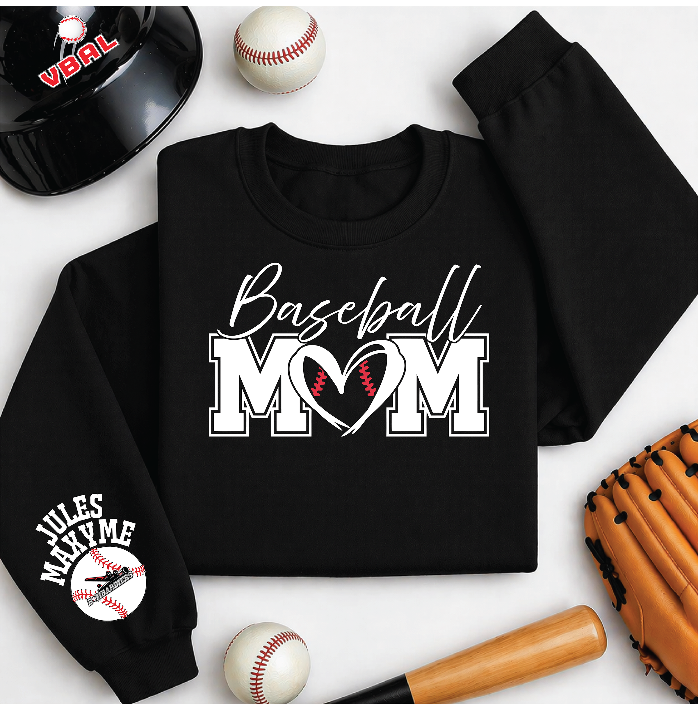 CrewNeck Baseball Mom Personalisable VBAL