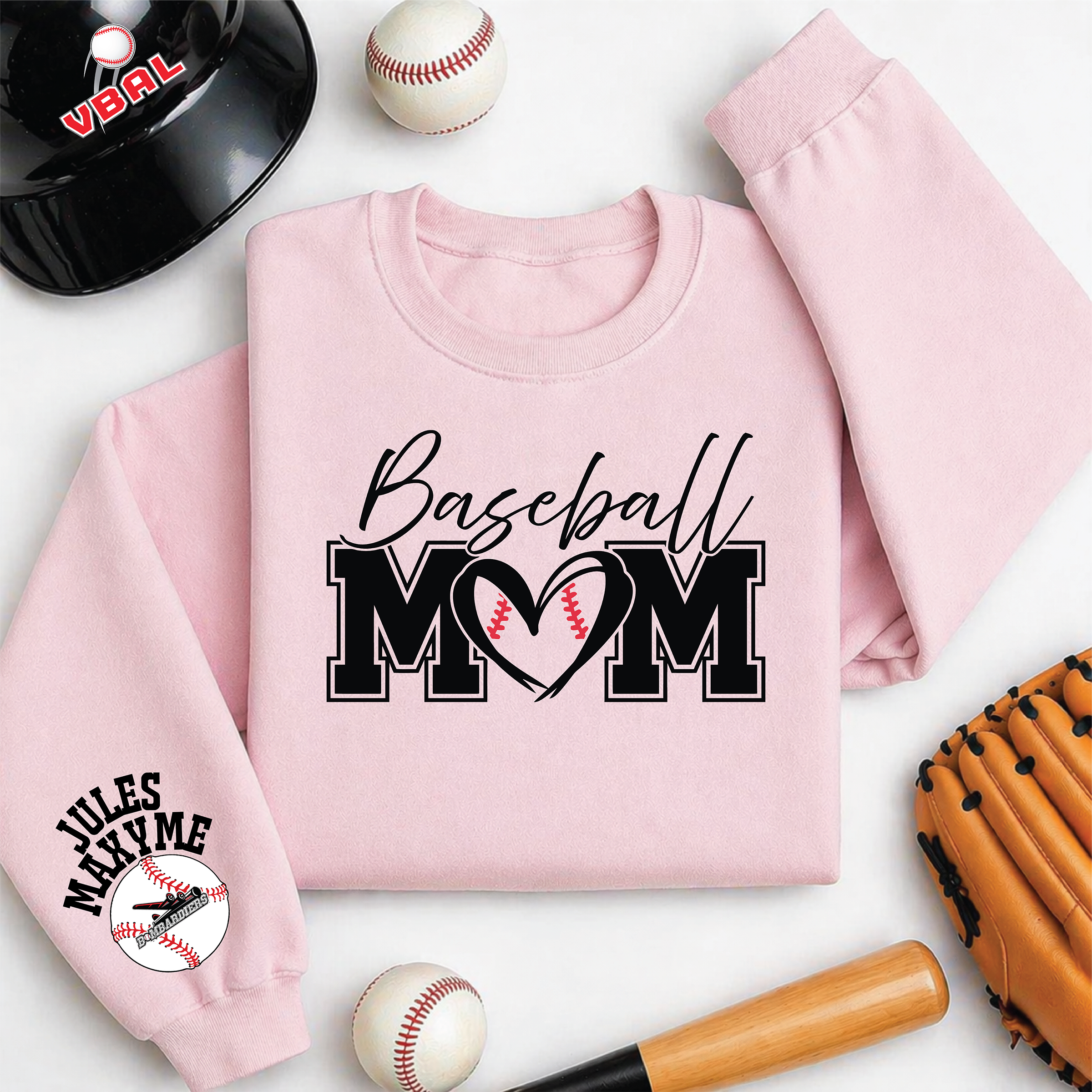 CrewNeck Baseball Mom Personalisable VBAL